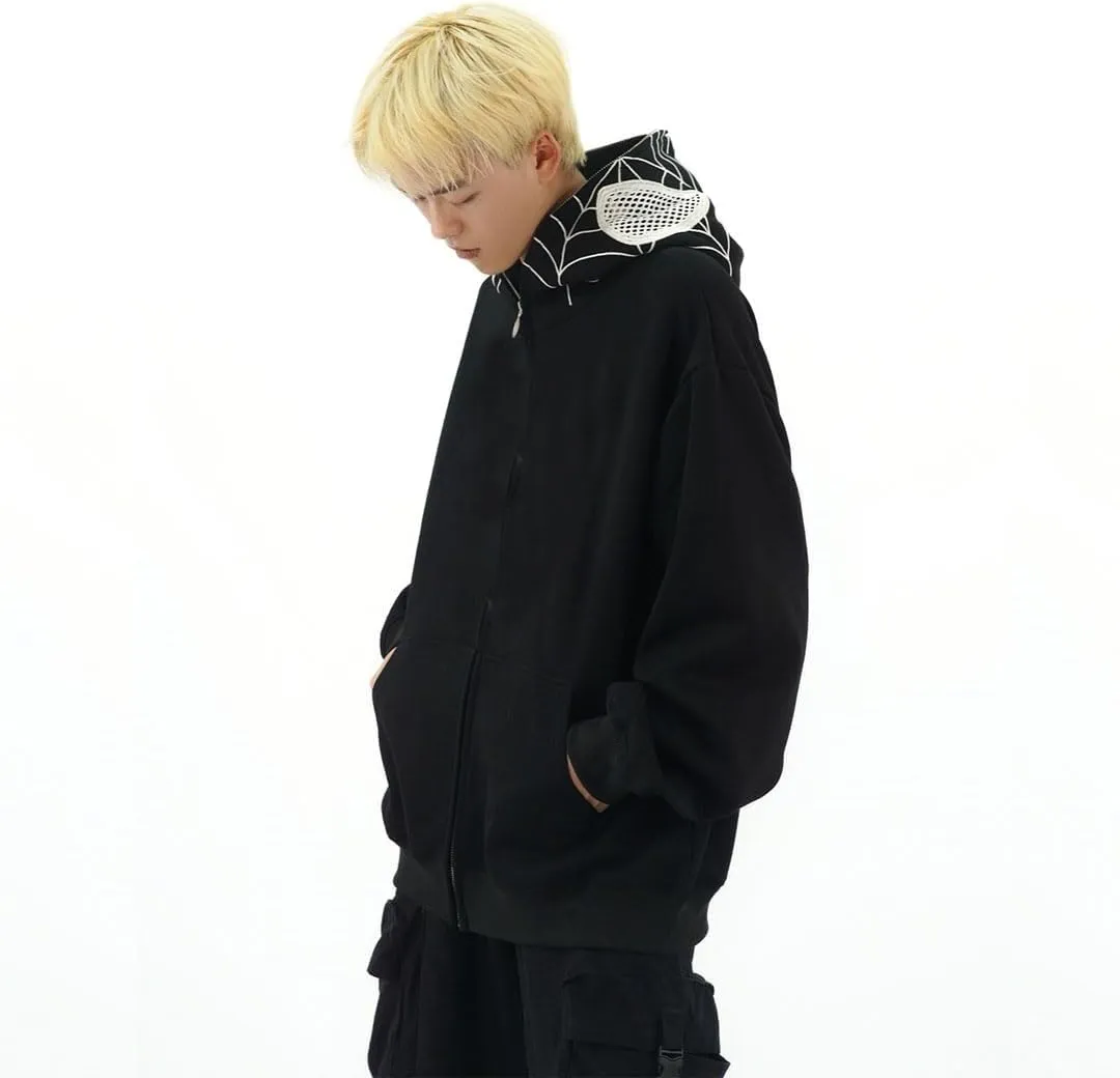 Y2k Hoodie Spider Graphic Zip Up Jacket Sweater Oversized Sweatshirt for Women