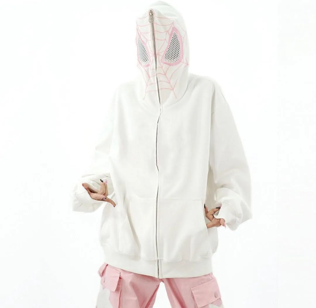 Y2k Hoodie Spider Graphic Zip Up Jacket Sweater Oversized Sweatshirt for Women