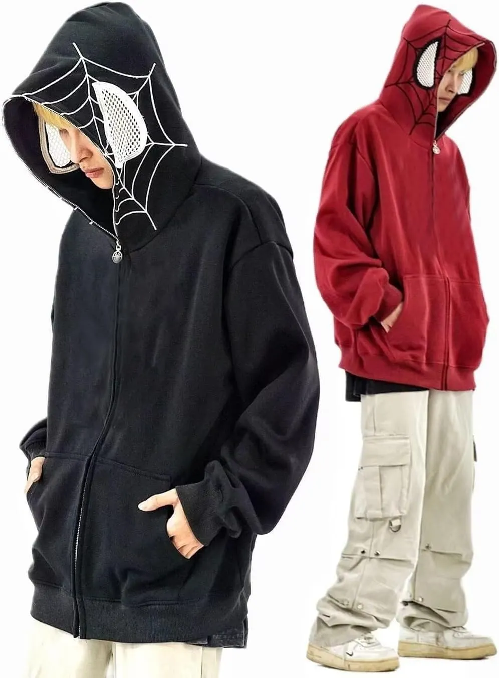 Y2k Hoodie Spider Graphic Zip Up Jacket Sweater Oversized Sweatshirt for Women