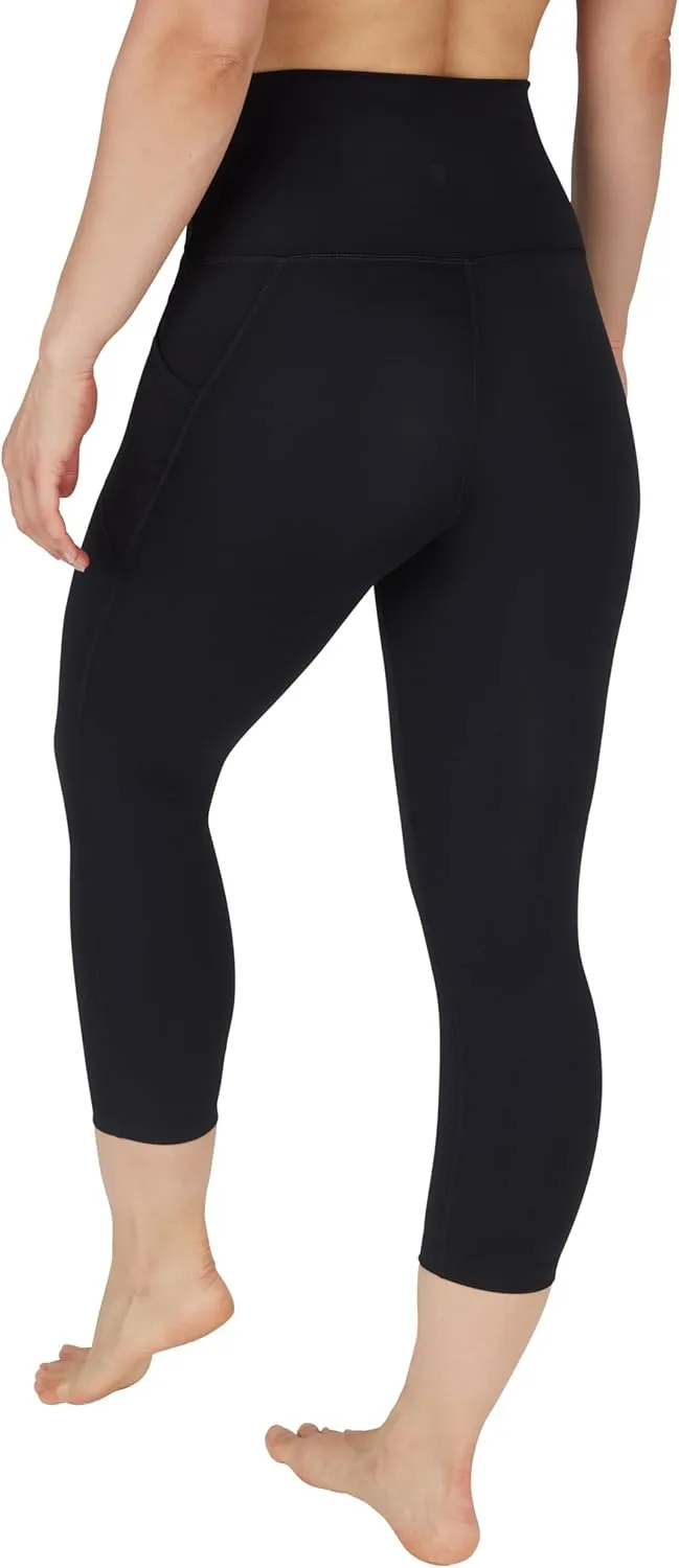 Yogalicious High Waist Squat Proof Yoga Capri Leggings with Side Pockets for Women