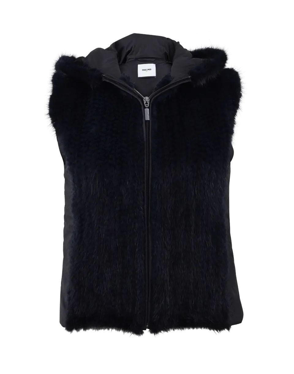 Zip Up Mink Hooded Vest