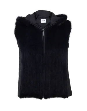 Zip Up Mink Hooded Vest